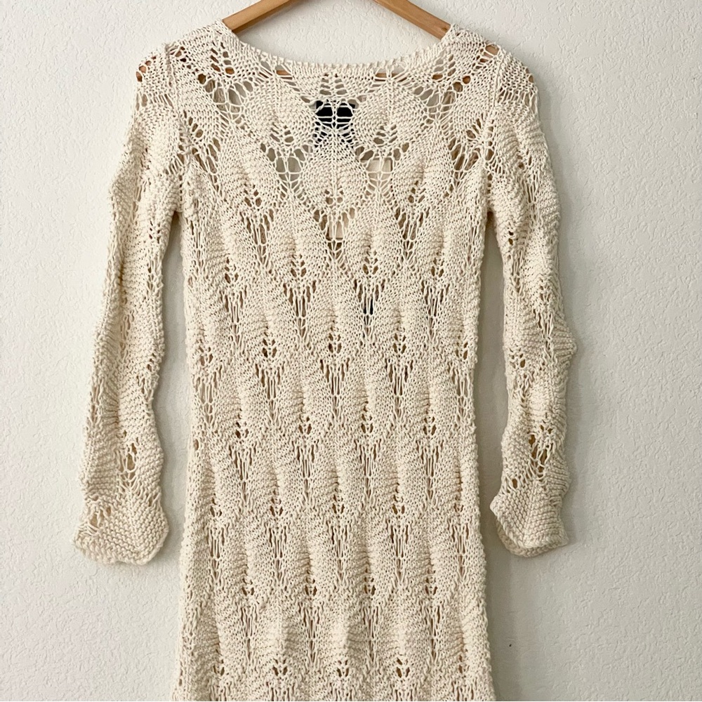 Aeron Shela Dress Crochet Maxi Open Weave Knit Kaftan Caftan Swim Cover Designer - Picture 7 of 13